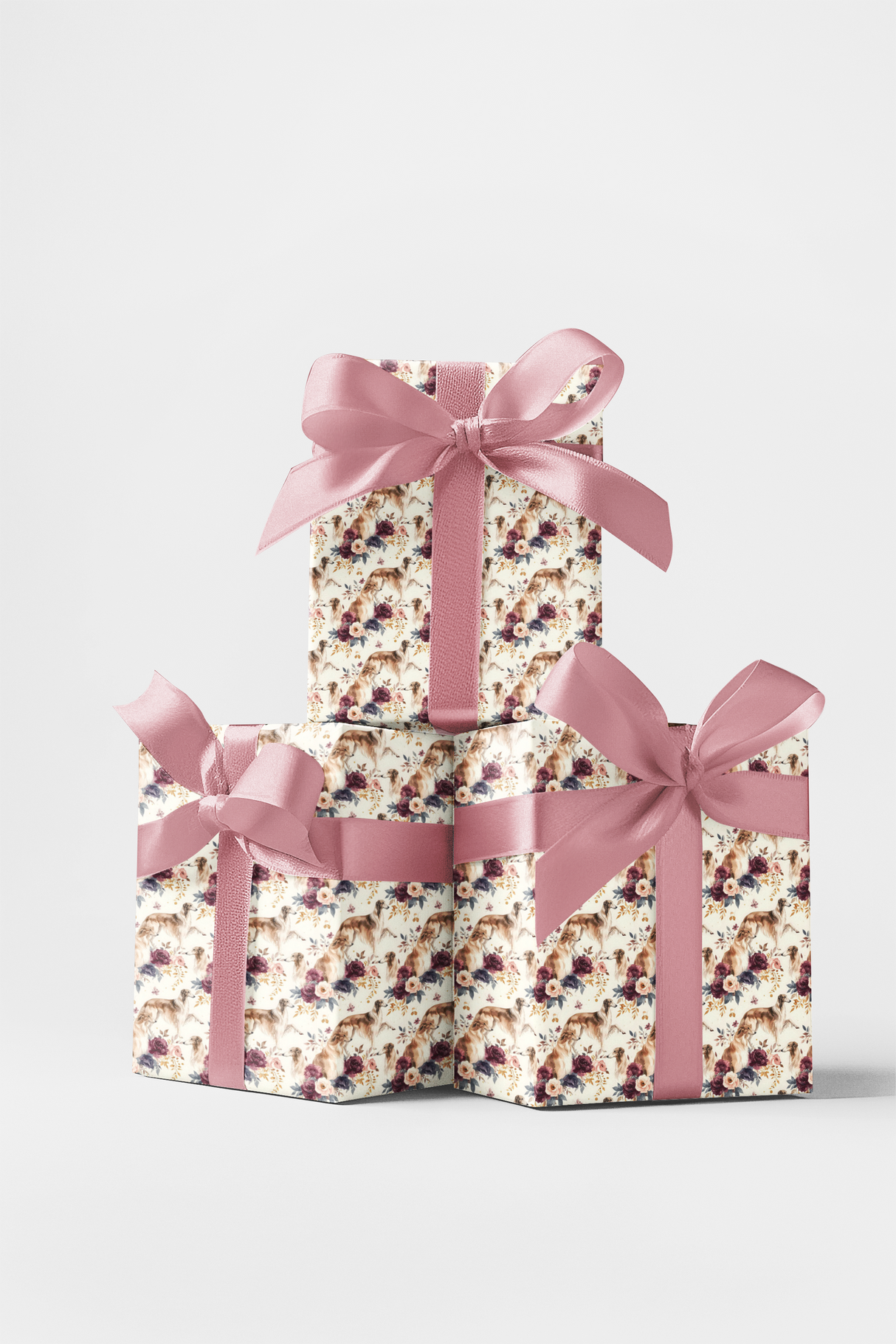 Borzoi & Russian Floral Motif Wrapping Paper