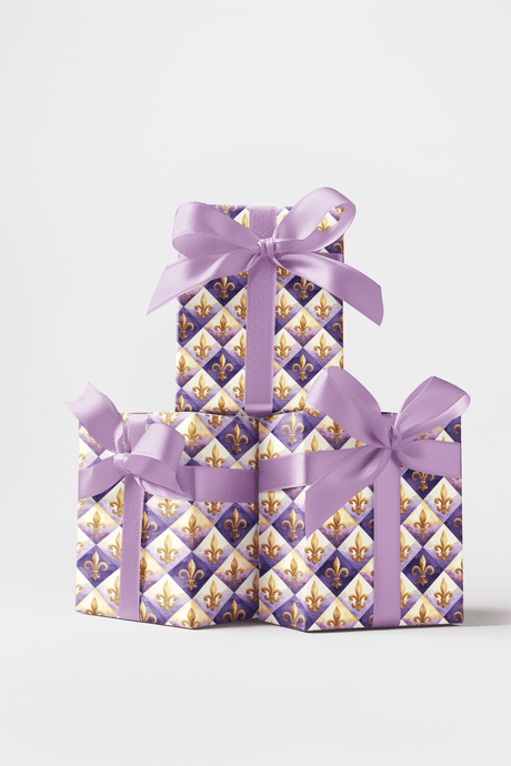 Fleur-de-Lis & Royal Medallion Wrapping Paper - London Penny Gift Wrap
