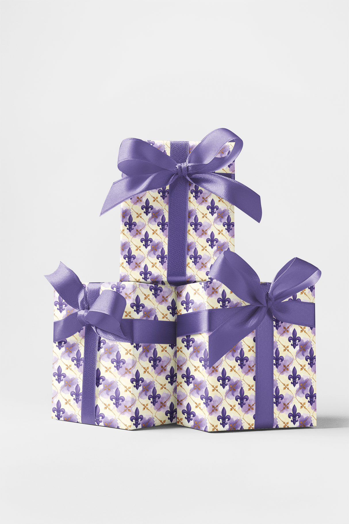 Ornamental Fleur-de-Lis Rows Wrapping Paper