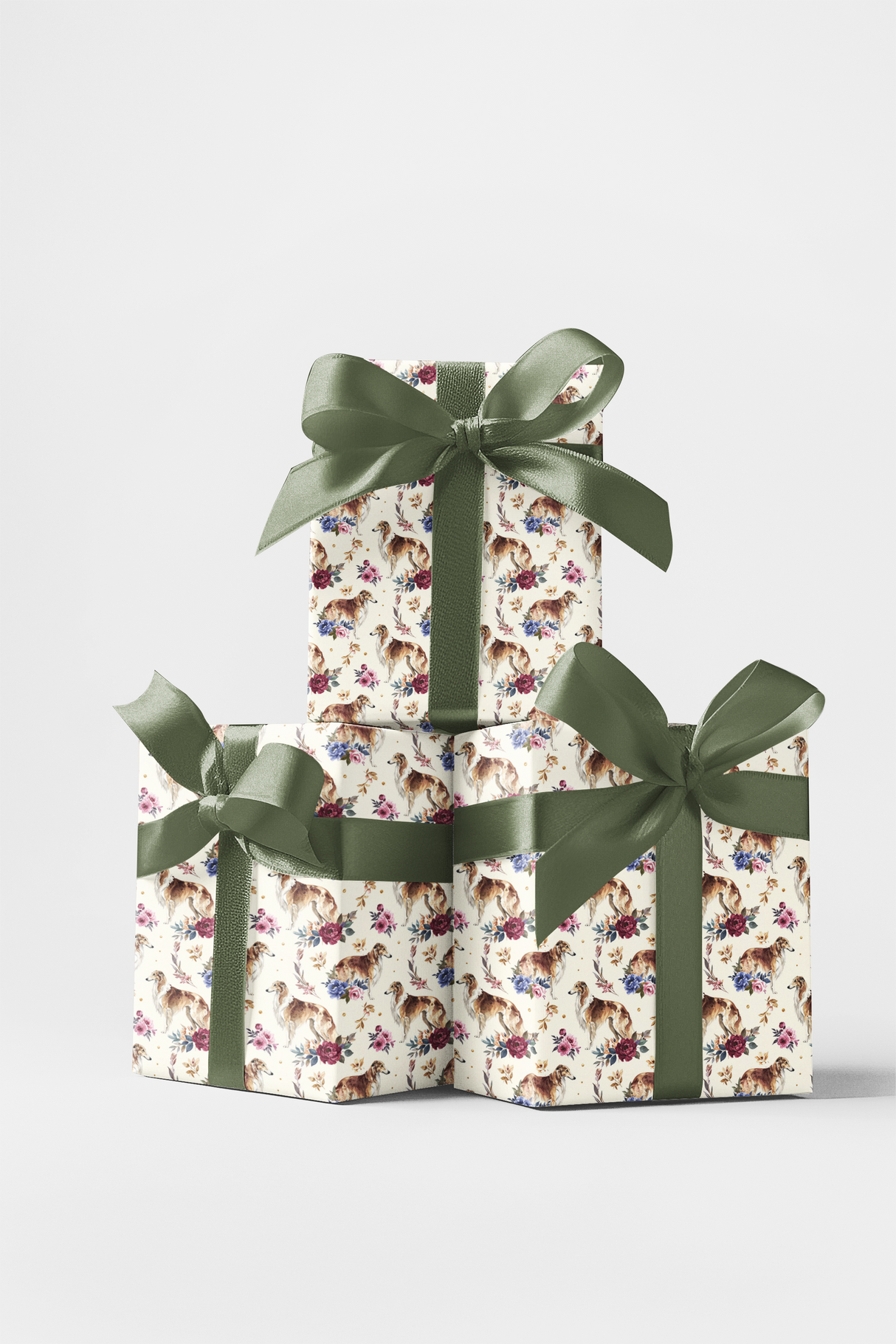 Botanical Borzoi Wrapping Paper