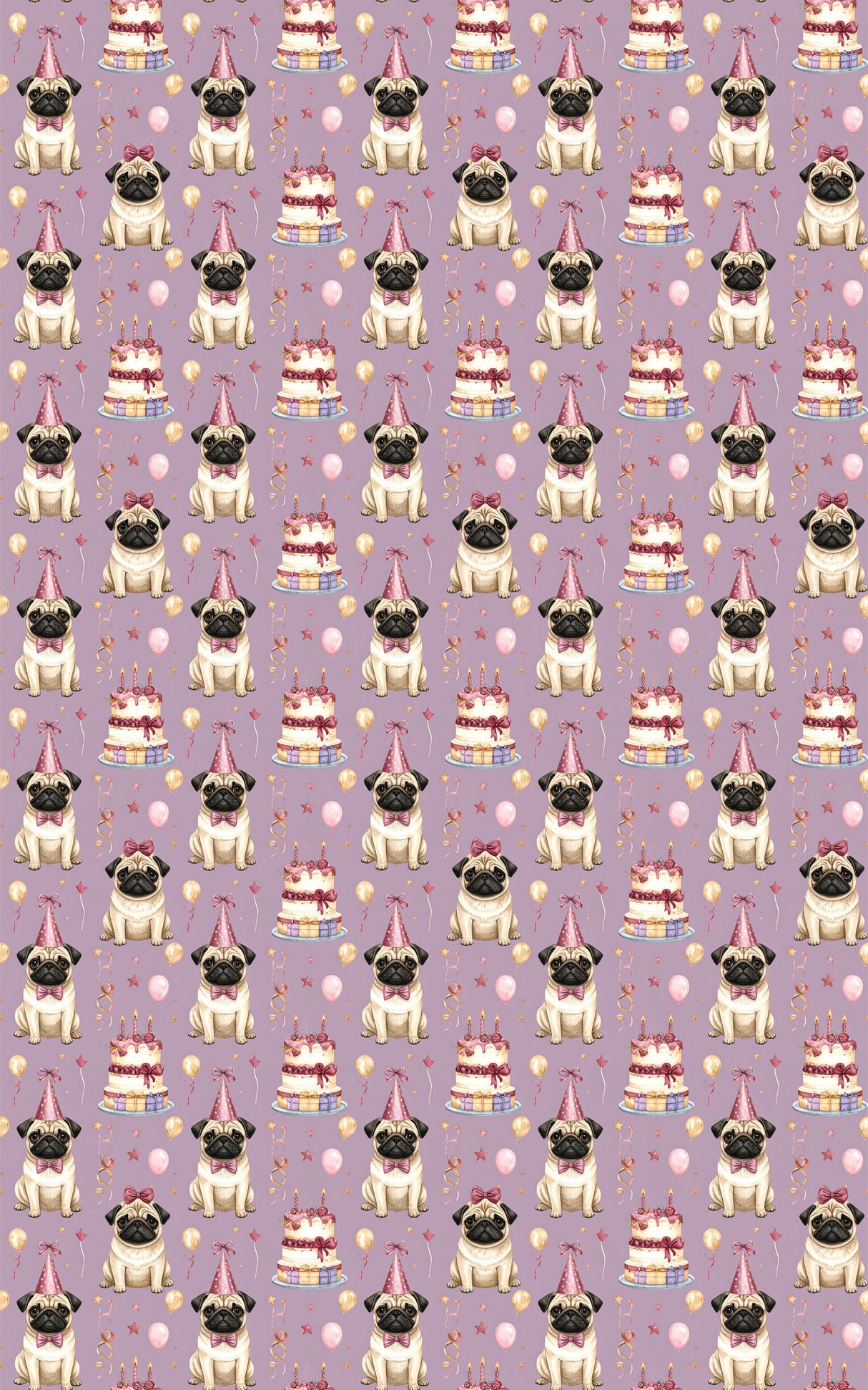 Elegant Birthday Pugs Wrapping Paper