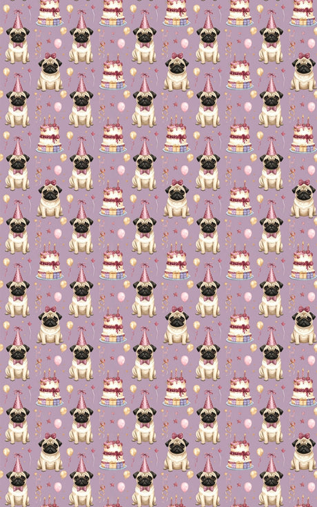 Elegant Birthday Pugs Wrapping Paper - London Penny Gift Wrap