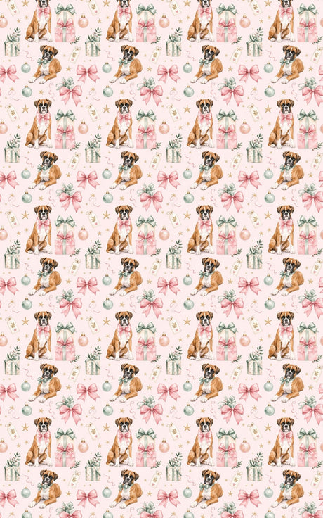 Adorable Boxer Christmas Wrapping Paper - London Penny Gift Wrap