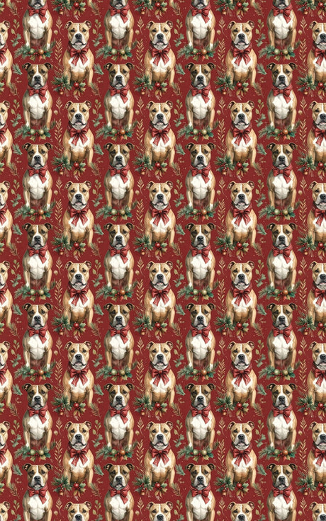 Cozy Christmas Staffies Wrapping Paper - London Penny Gift Wrap
