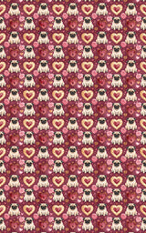 Love & Hearts Pug Wrapping Paper