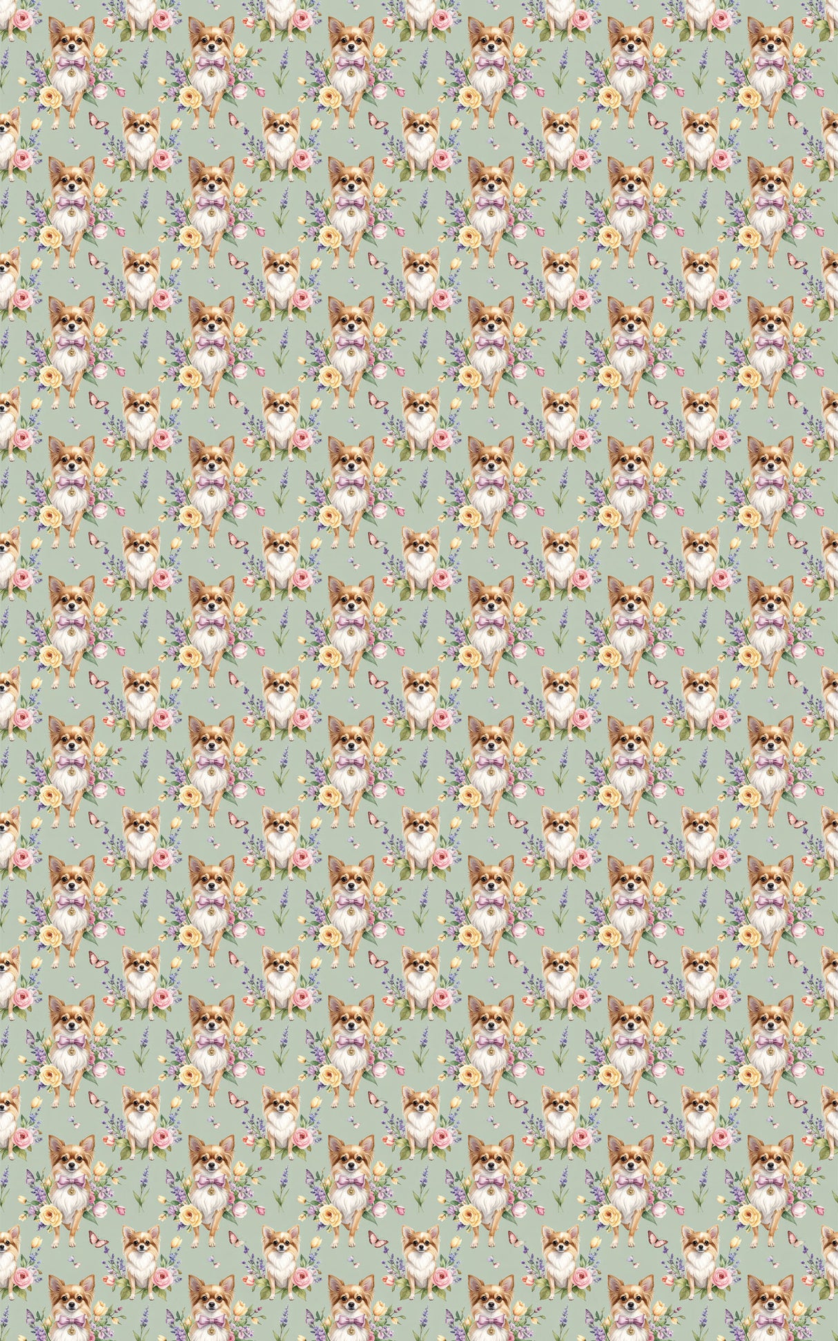 Chihuahua Spring Garden Party Wrapping Paper