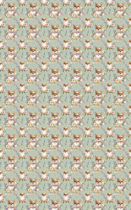 Chihuahua Spring Garden Party Wrapping Paper - London Penny Gift Wrap