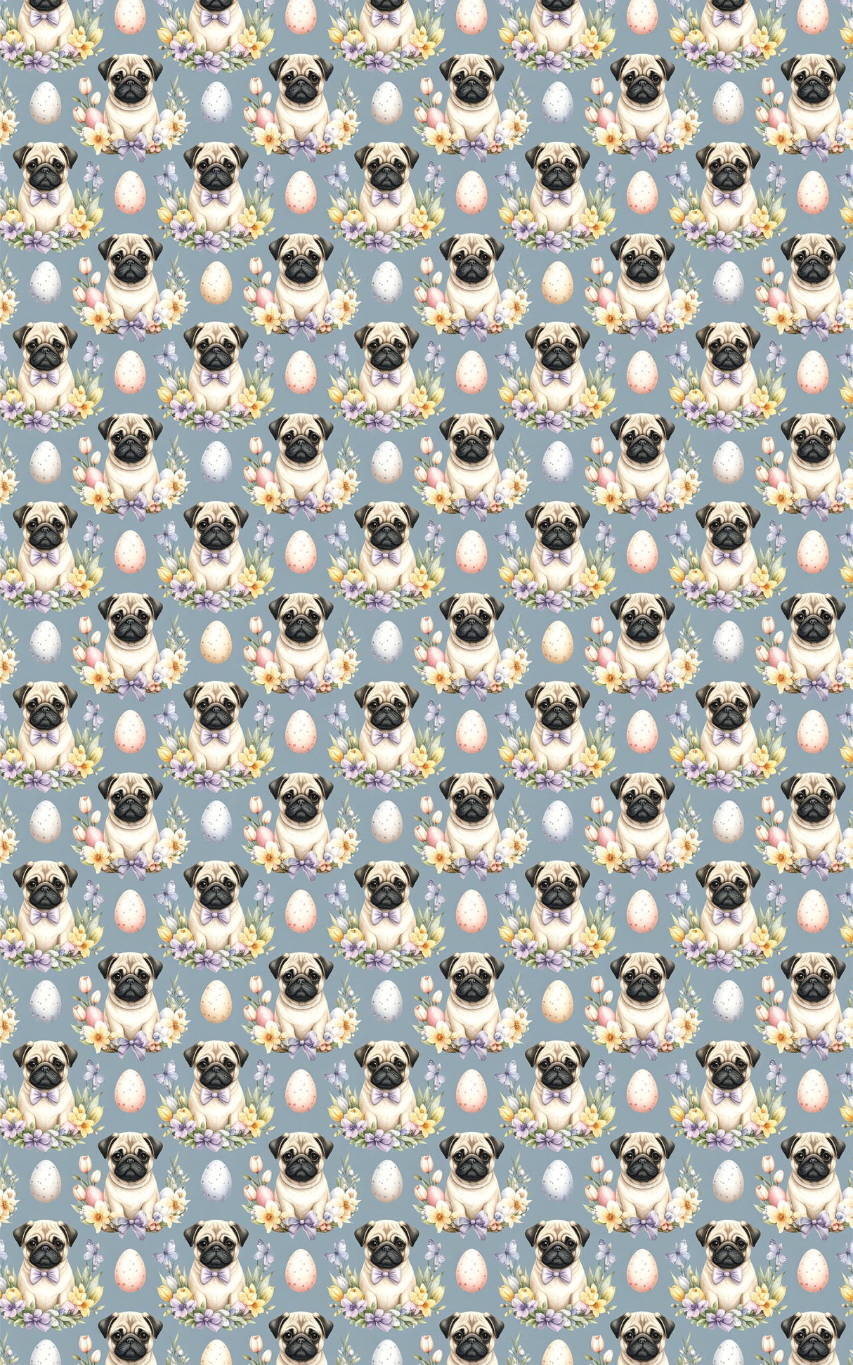 Easter Blooms Pug Wrapping Paper