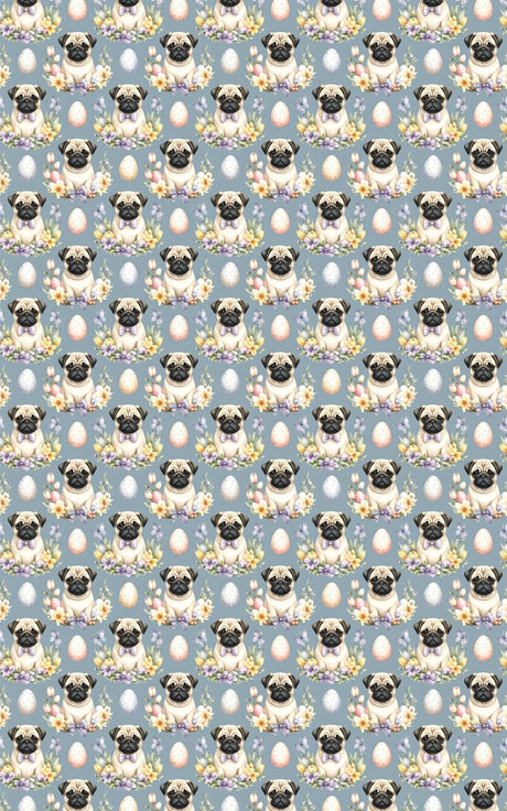 Easter Blooms Pug Wrapping Paper - London Penny Gift Wrap