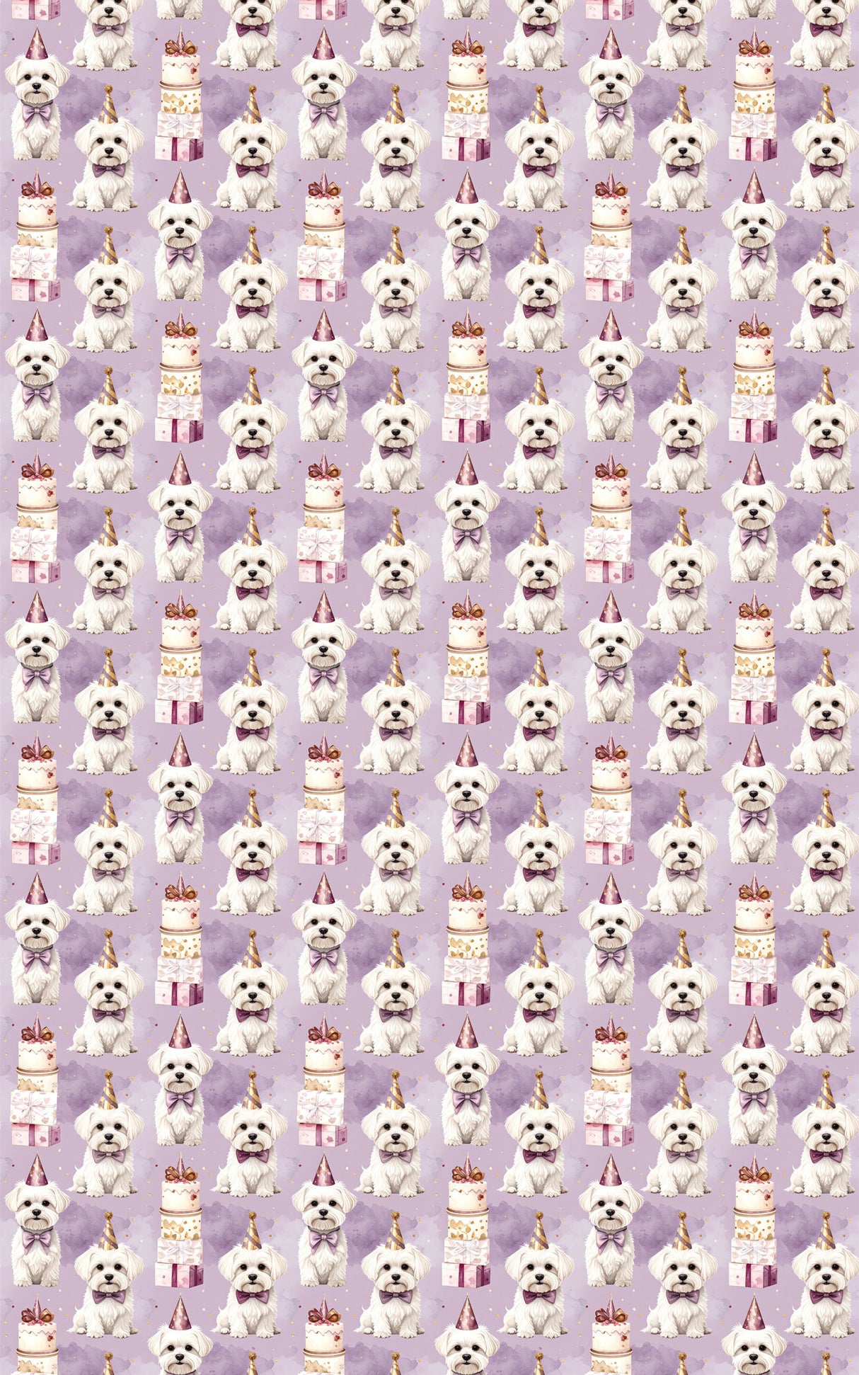 Maltese Birthday  Bash Wrapping Paper