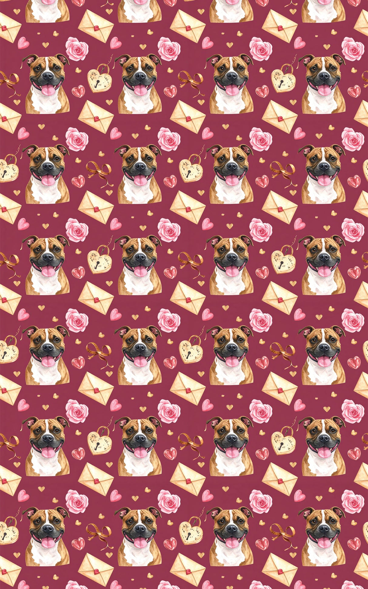 Valentine’s Staffy Sweethearts Wrapping Paper