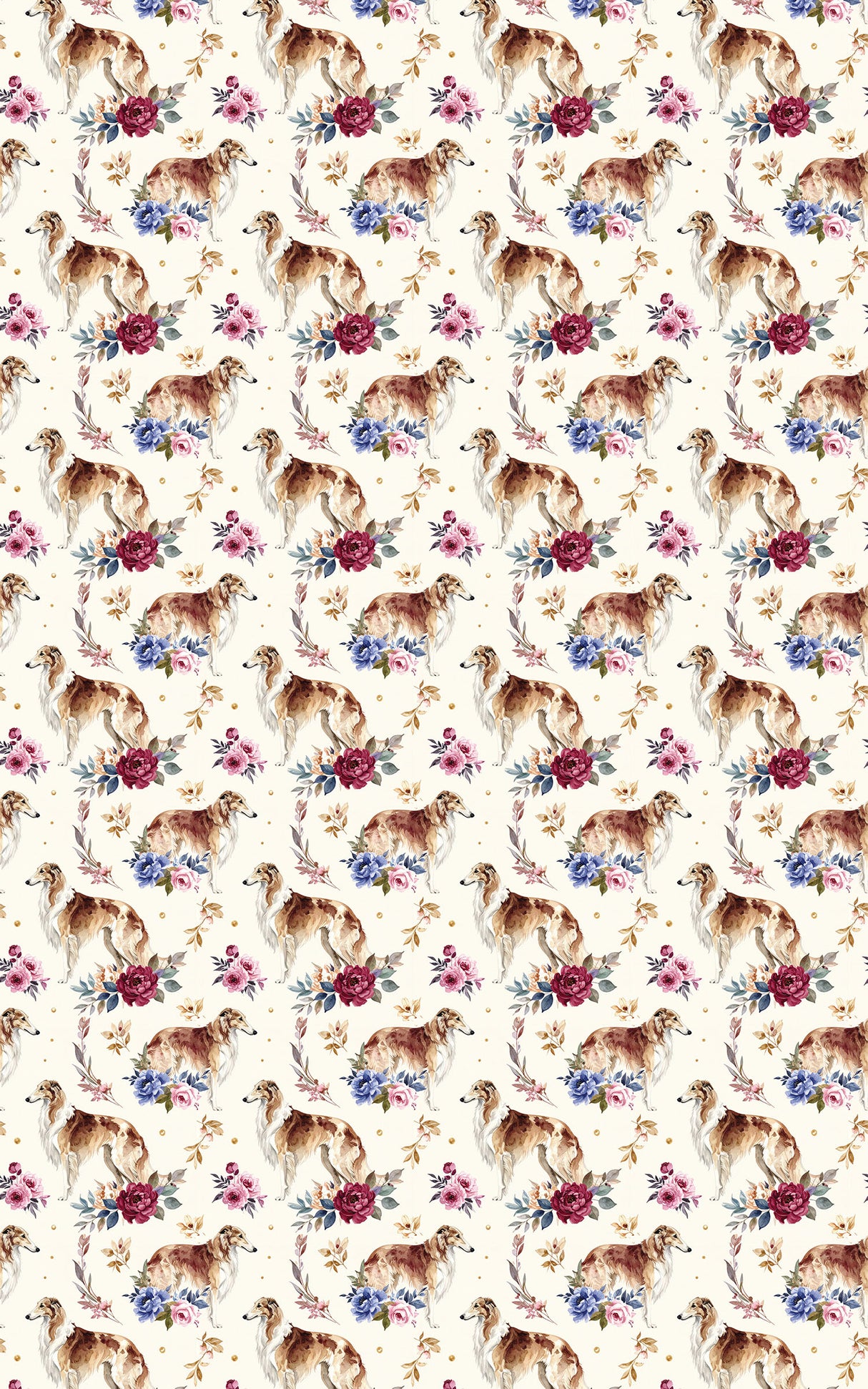 Botanical Borzoi Wrapping Paper