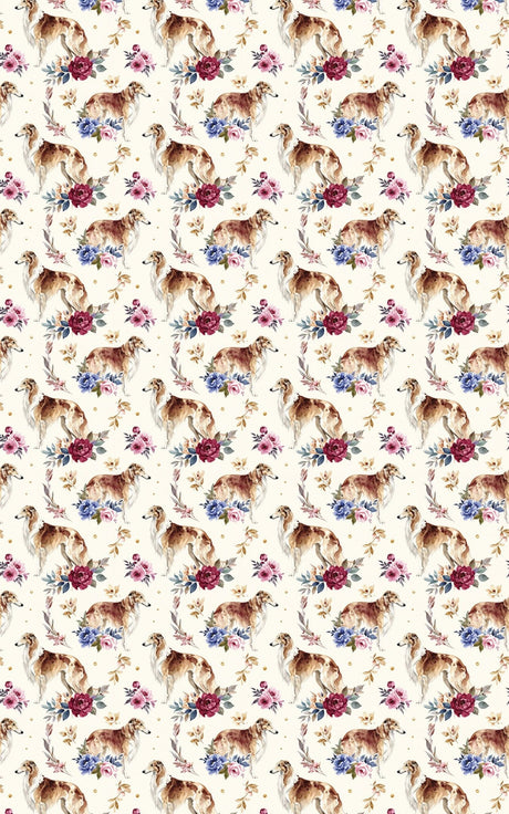 Botanical Borzoi Wrapping Paper - London Penny Gift Wrap