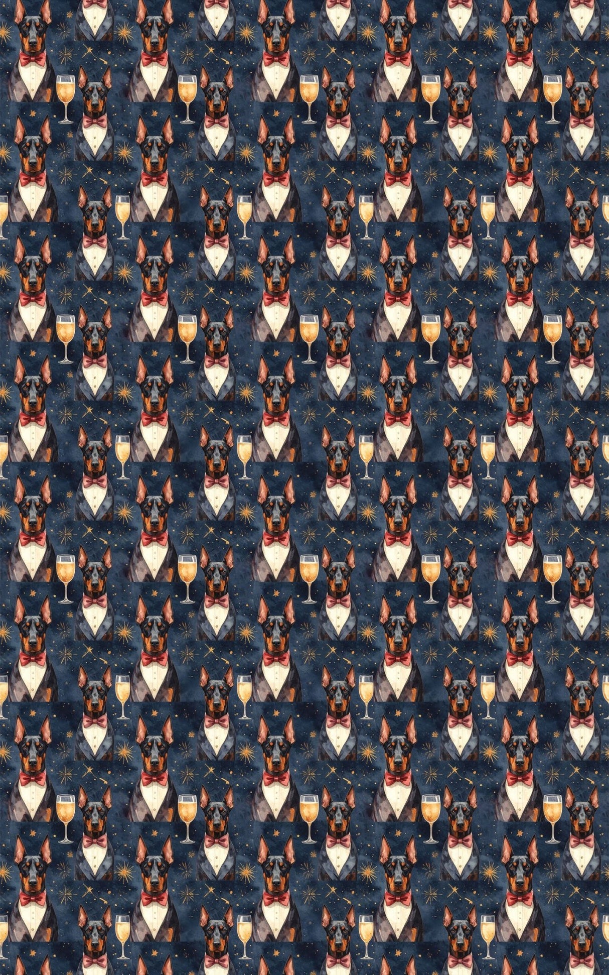 Festive New Year Dobermans Wrapping Paper - London Penny Gift Wrap
