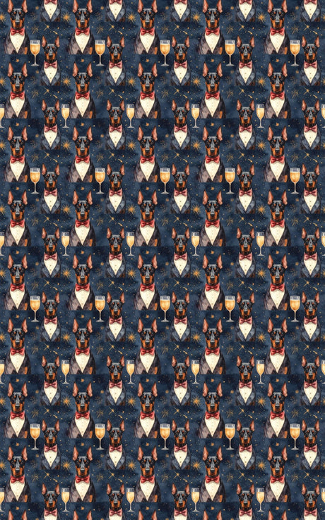 Festive New Year Dobermans Wrapping Paper - London Penny Gift Wrap
