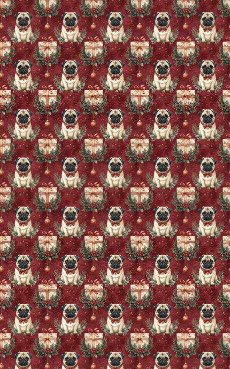 Victorian Christmas Pugs Wrapping Paper - London Penny Gift Wrap