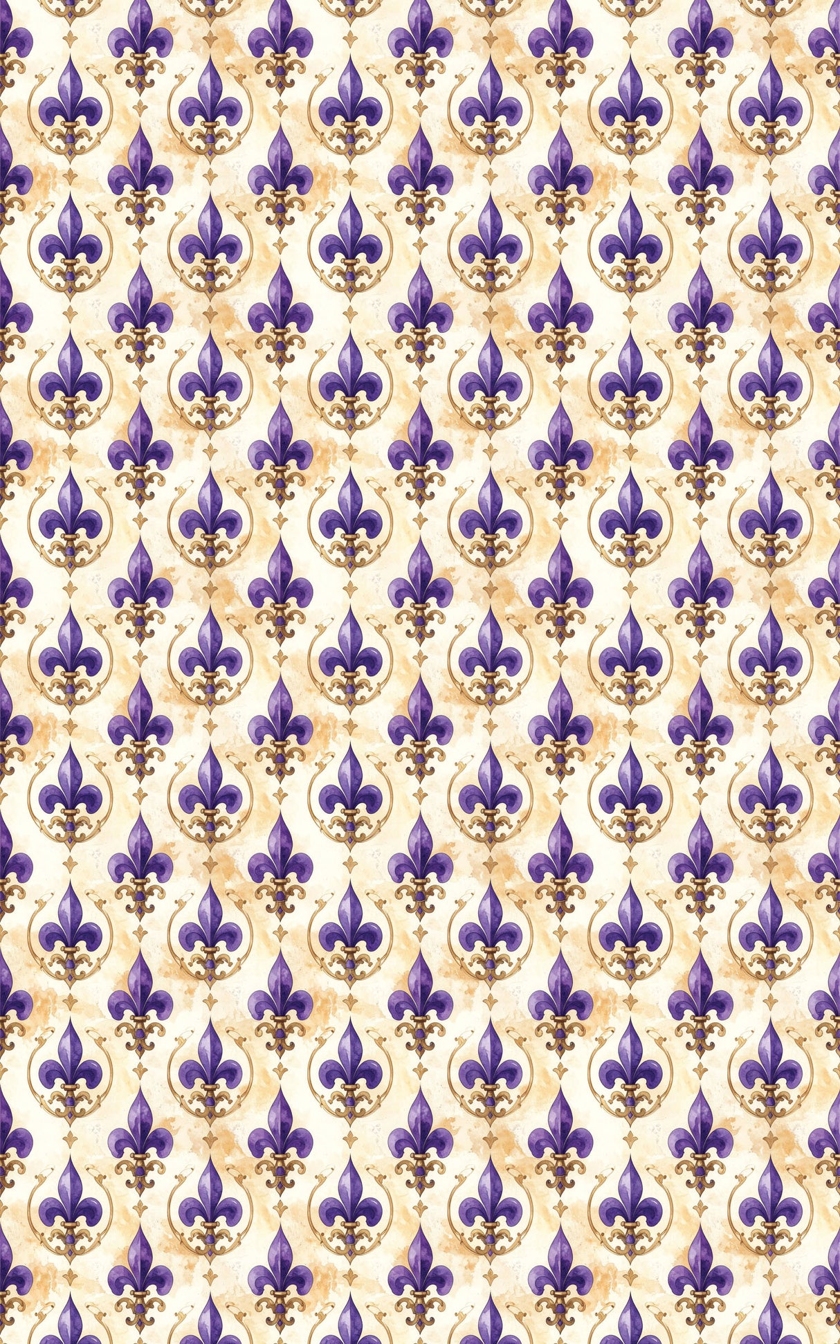 Purple Fleur-de-Lis Medallions Wrapping Paper
