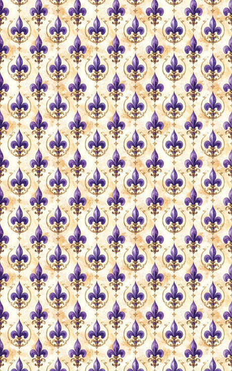 Purple Fleur-de-Lis Medallions Wrapping Paper - London Penny Gift Wrap