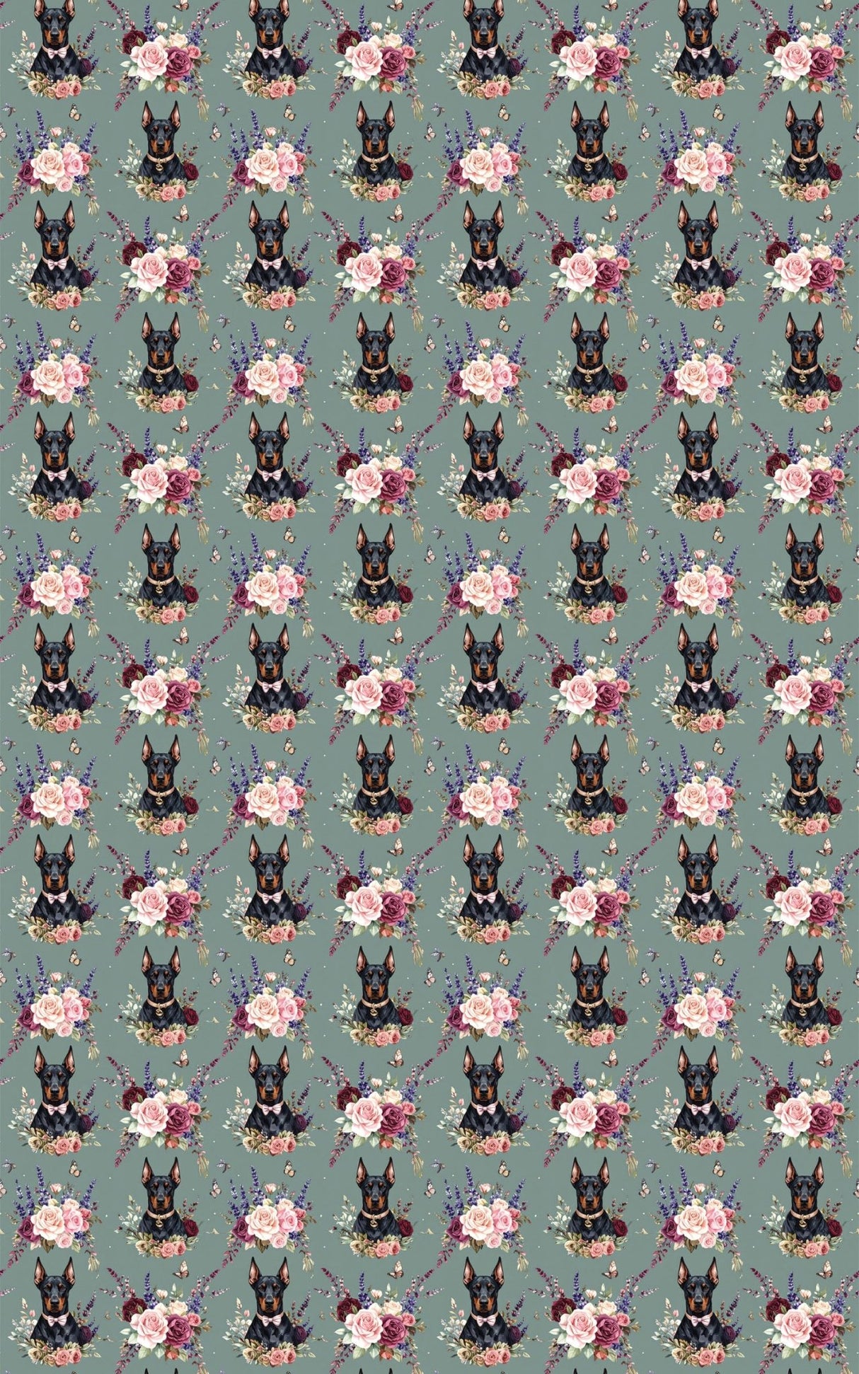 Doberman Garden Splendor Wrapping Paper - London Penny Gift Wrap