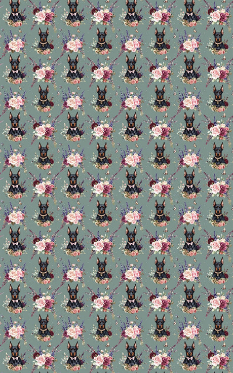Doberman Garden Splendor Wrapping Paper - London Penny Gift Wrap