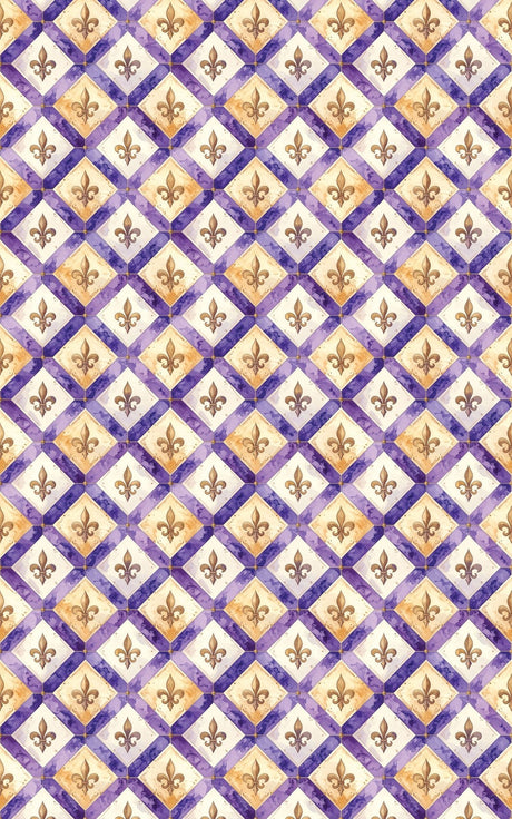 Purple Fleur-de-Lis Lattice Wrapping Paper - London Penny Gift Wrap
