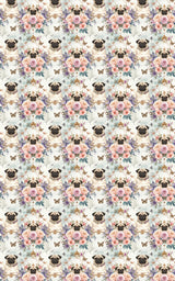 Pug Garden Party Wrapping Paper