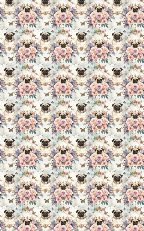 Pug Garden Party Wrapping Paper - London Penny Gift Wrap
