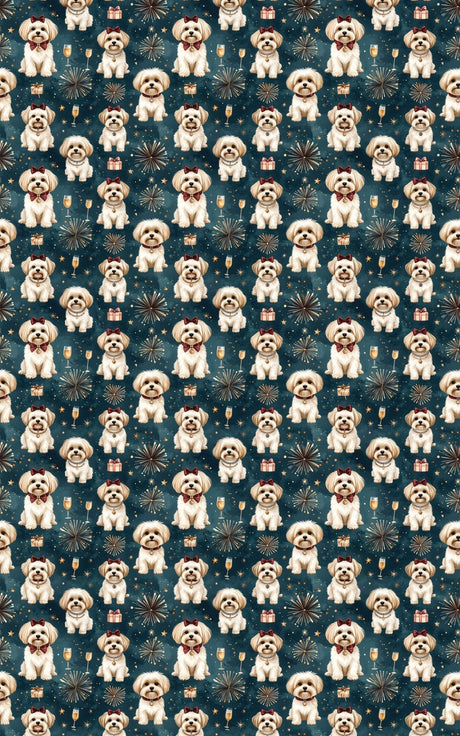 New Year’s Eve Maltese Wrapping Paper - London Penny Gift Wrap