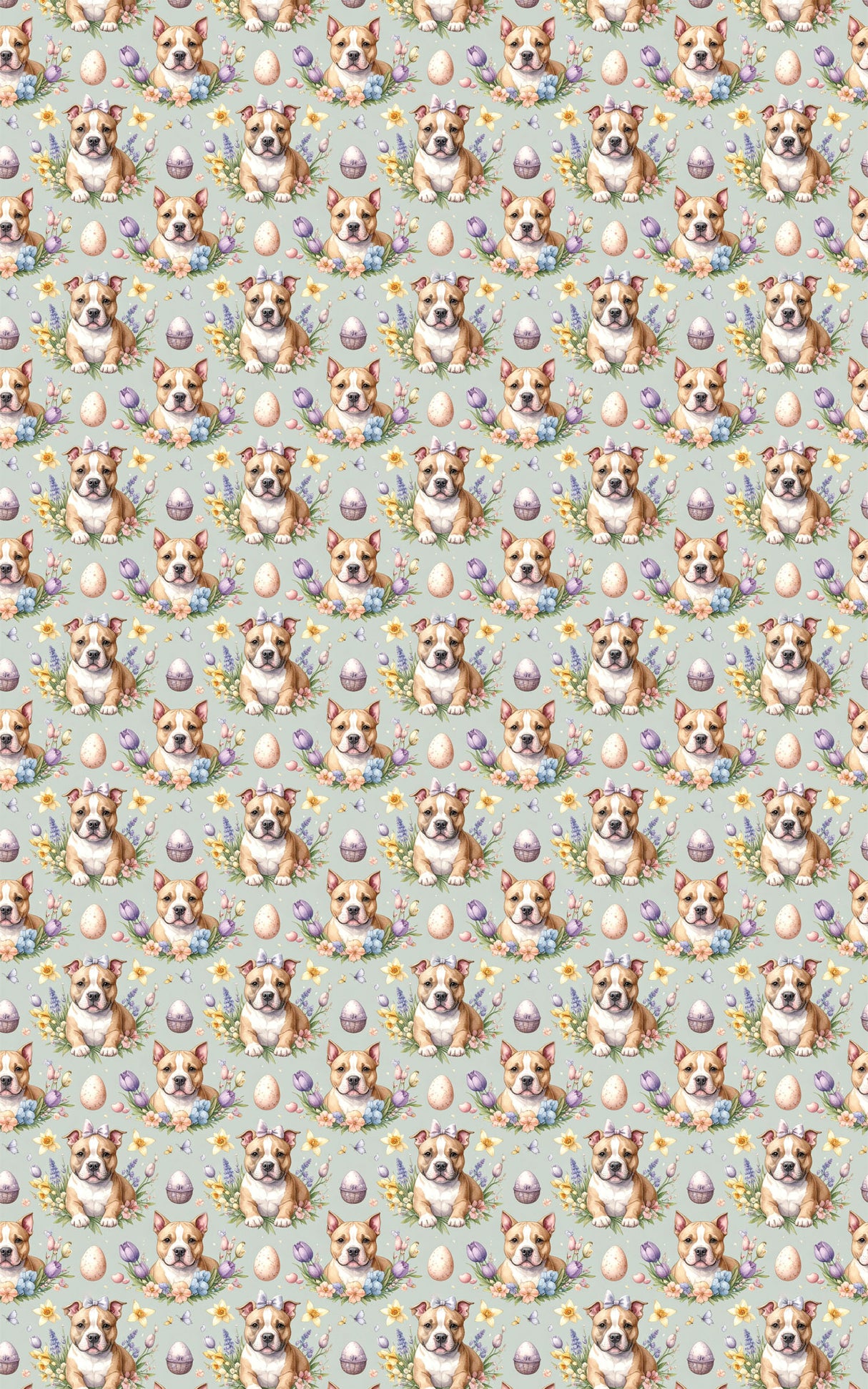 Easter Staffy Garden Wrapping Paper