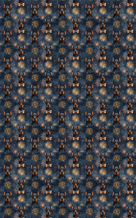 New Year’s Eve Dobermans Wrapping Paper - London Penny Gift Wrap
