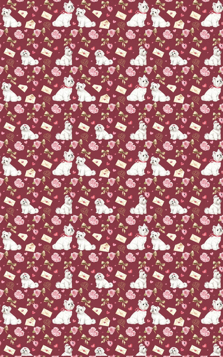Charming Valentine’s Maltese Wrapping Paper - London Penny Gift Wrap