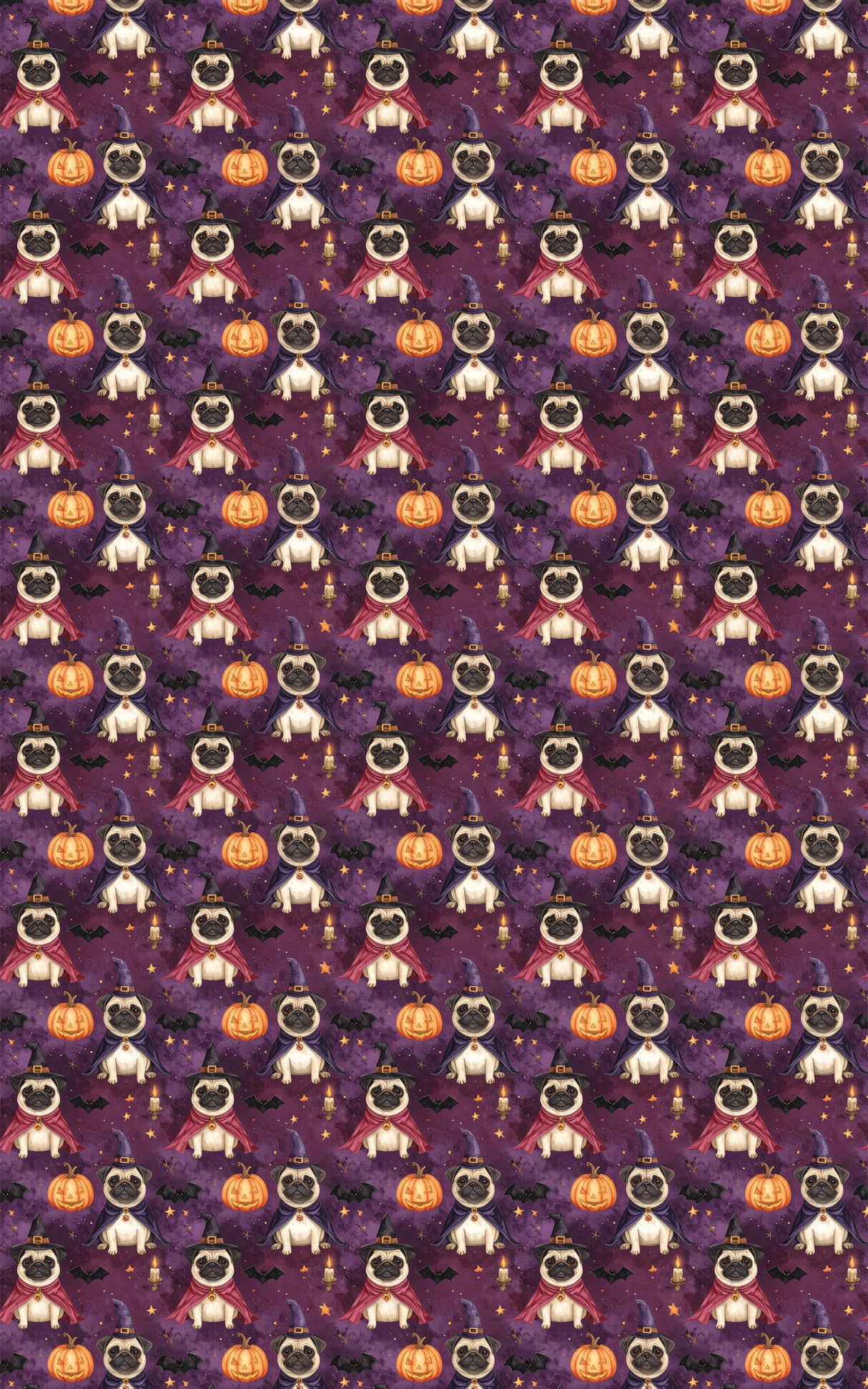 Gothic Halloween Pug Wrapping Paper