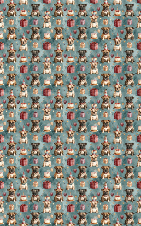 Happy Birthday Staffy Wrapping Paper - London Penny Gift Wrap