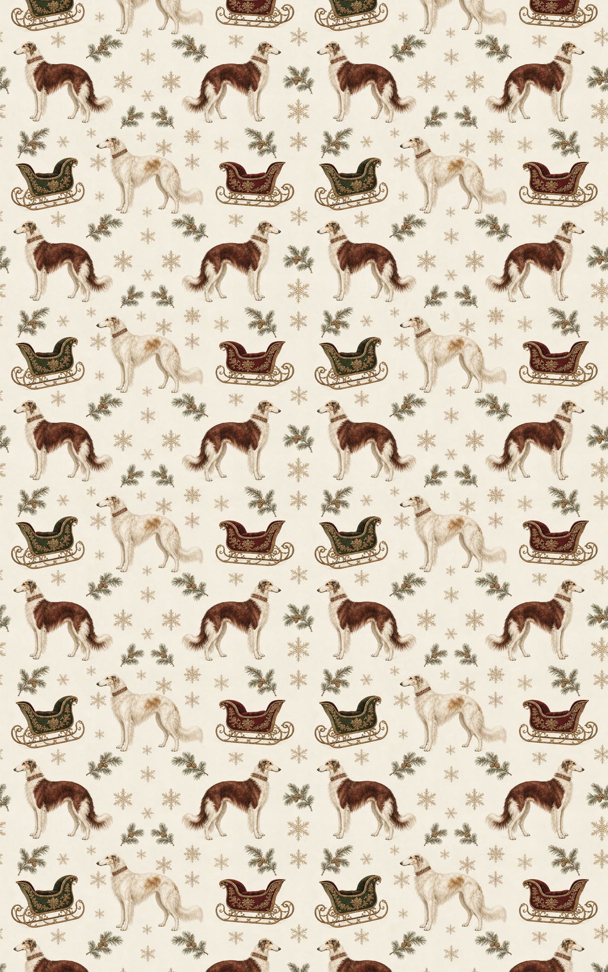 Winter Sled Borzoi Wrapping Paper