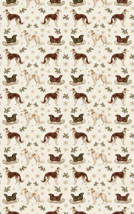Winter Sled Borzoi Wrapping Paper - London Penny Gift Wrap