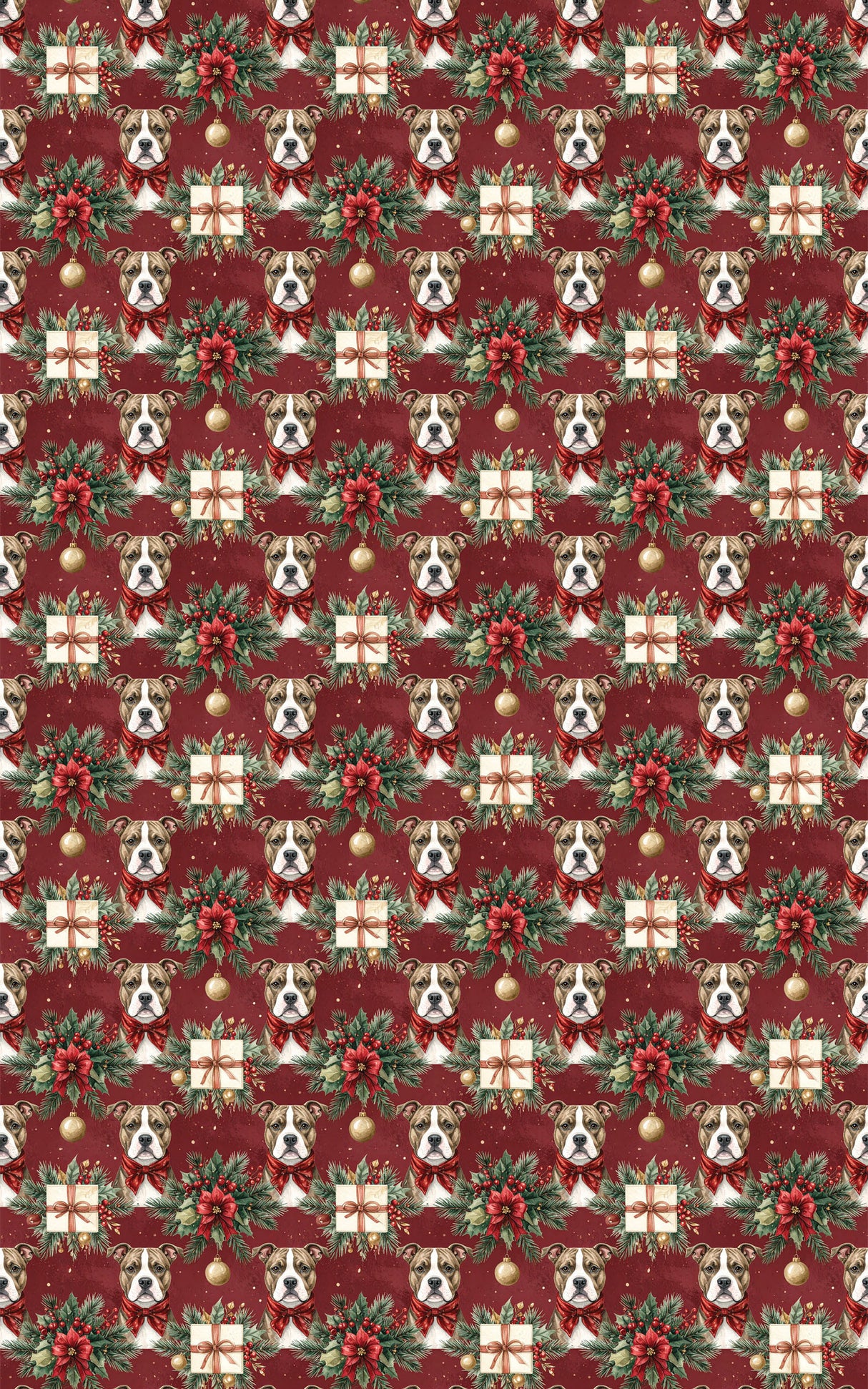 Traditional Christmas Staffies Wrapping Paper
