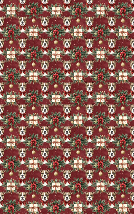 Traditional Christmas Staffies Wrapping Paper - London Penny Gift Wrap