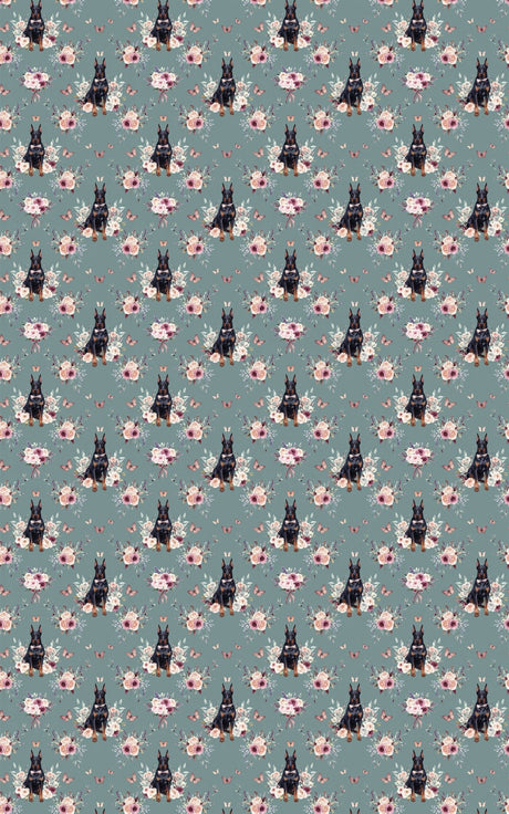 Doberman Garden Party Wrapping Paper - London Penny Gift Wrap