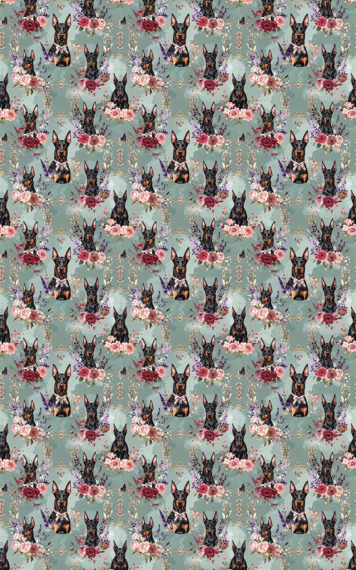 Doberman Garden Charm Wrapping Paper