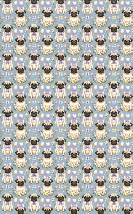Pastel Easter Pugs Wrapping Paper - London Penny Gift Wrap