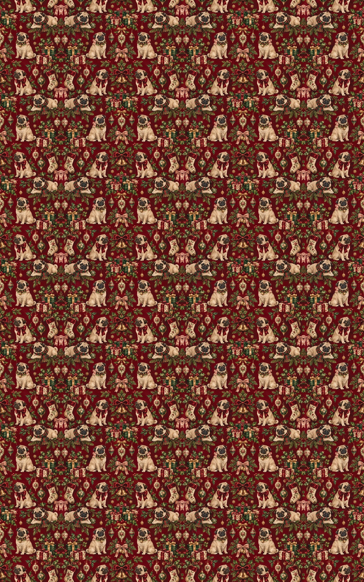 Victorian Pug Holiday Wrapping Paper