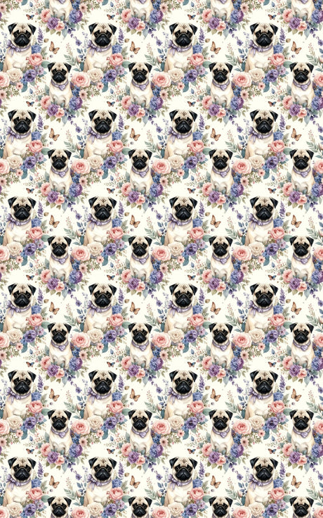 Mother’s Day Pug Bouquet Wrapping Paper - London Penny Gift Wrap