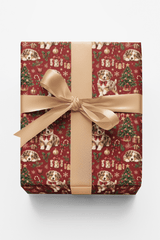 Red Merle Christmas Celebration Wrapping Paper - London Penny Gift Wrap