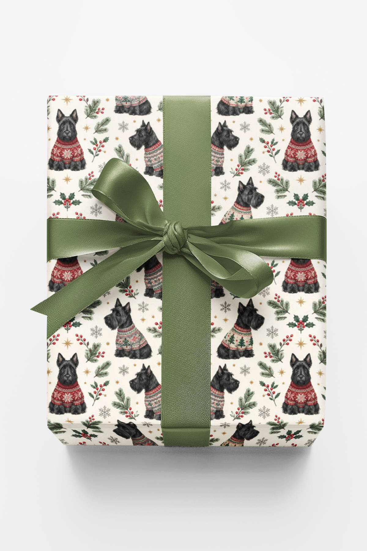 Scottie Christmas Sweater Wrapping Paper
