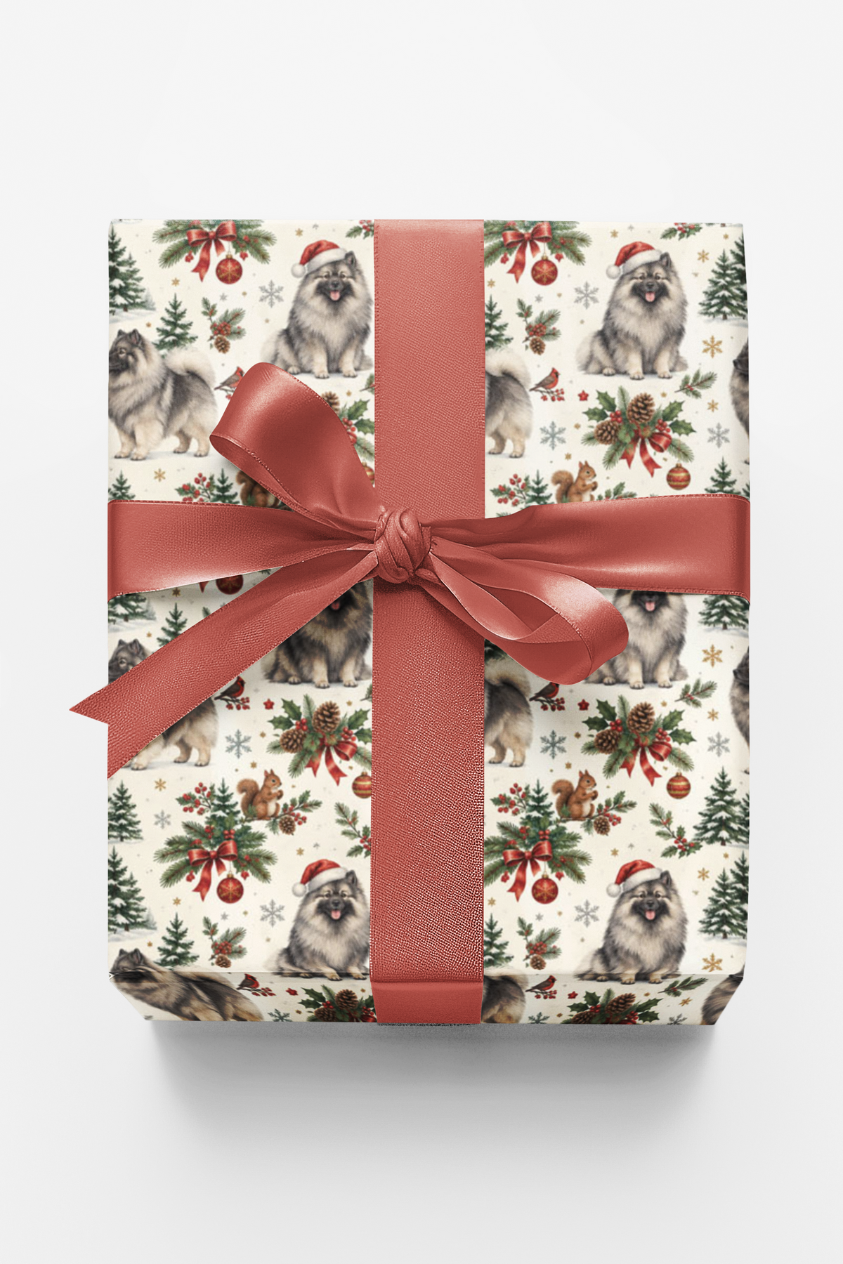 Siberian Keeshond Santa's Woodland Wrapping Paper