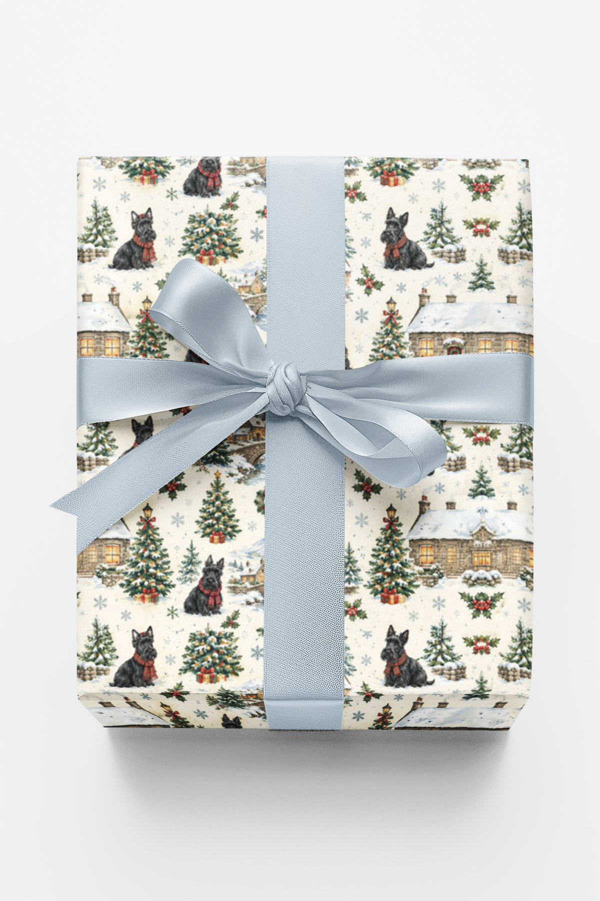 Scottie Christmas Village Wrapping Paper