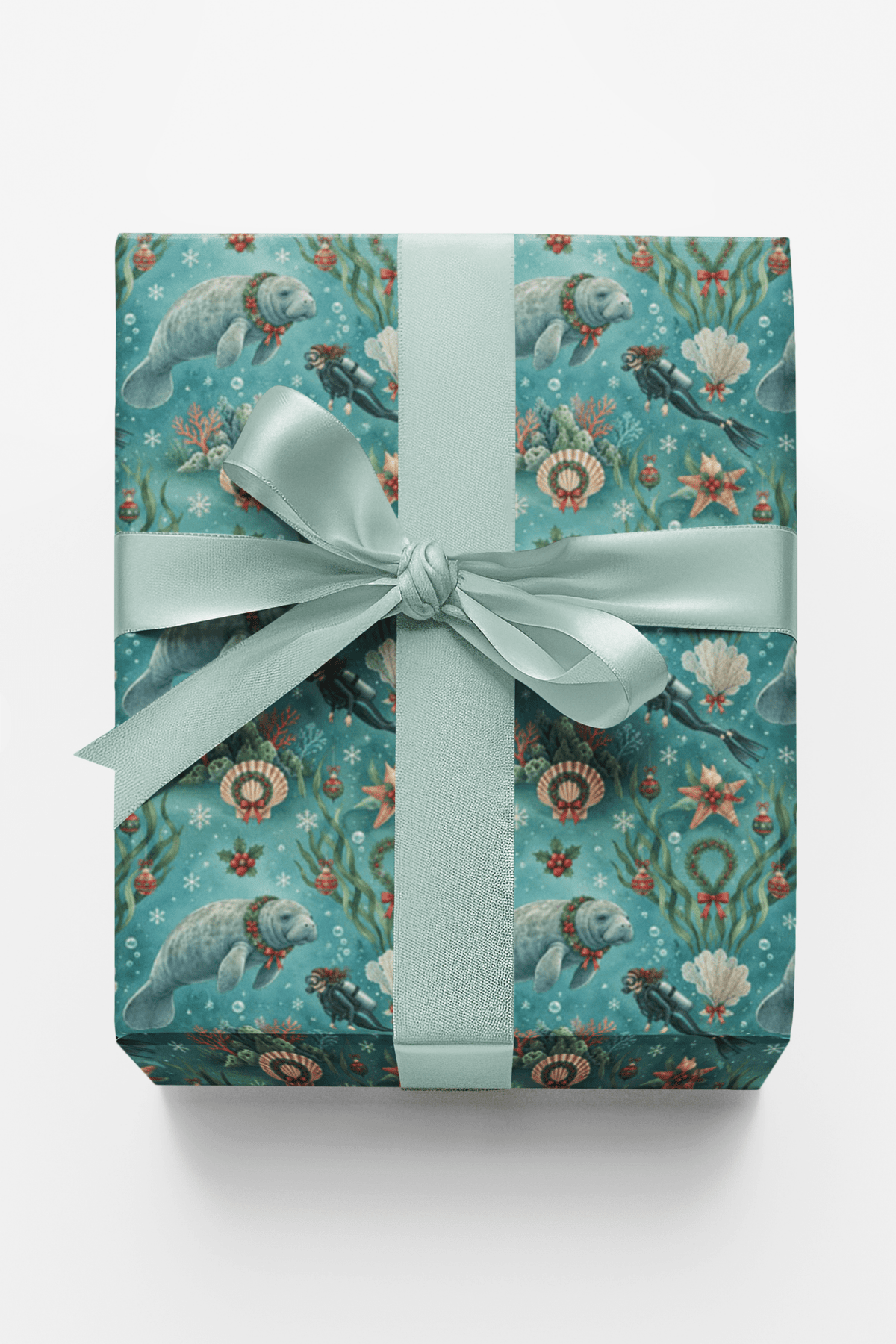 Santa's Manatee Dive Wrapping Paper - London Penny Gift Wrap
