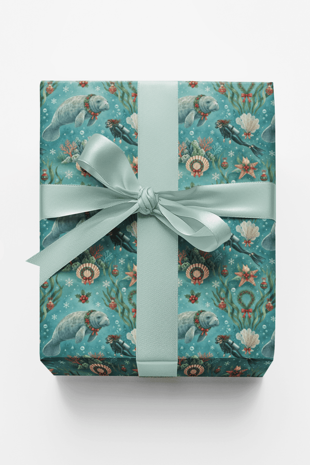 Santa's Manatee Dive Wrapping Paper - London Penny Gift Wrap