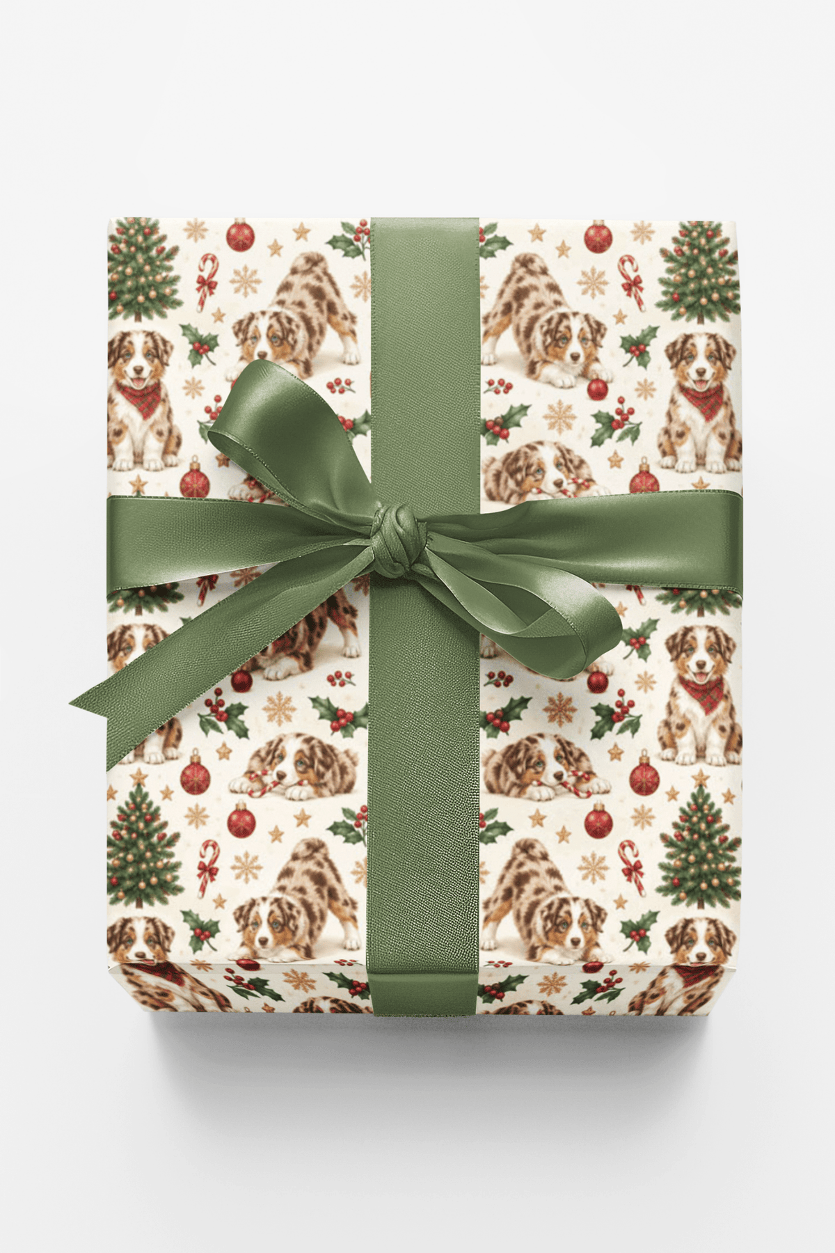 Red Merle Holiday Wrapping Paper - London Penny Gift Wrap