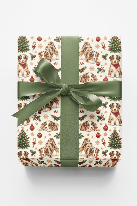 Red Merle Holiday Wrapping Paper - London Penny Gift Wrap